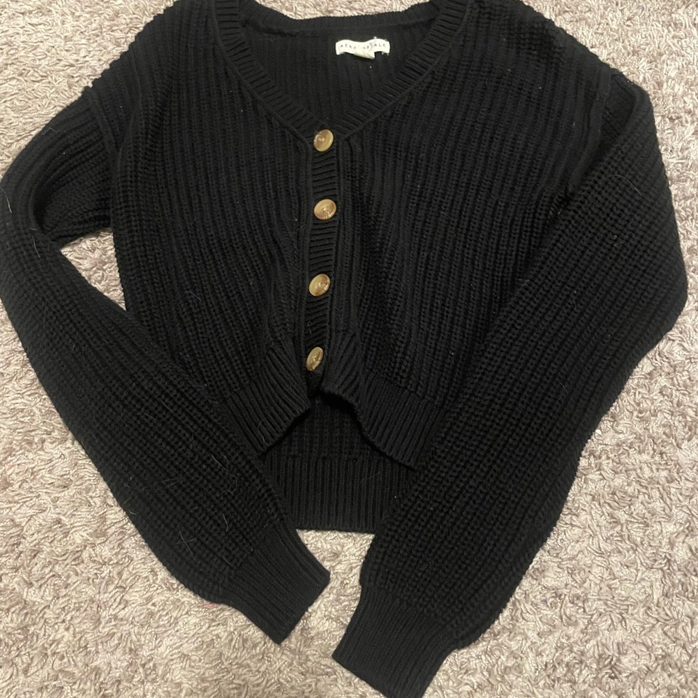 Aeropostale Black Button-Up Women's Sweater